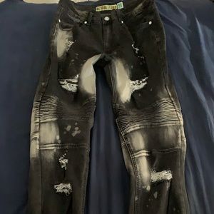 Demolition Size 32 Black & White Ripped Jeans